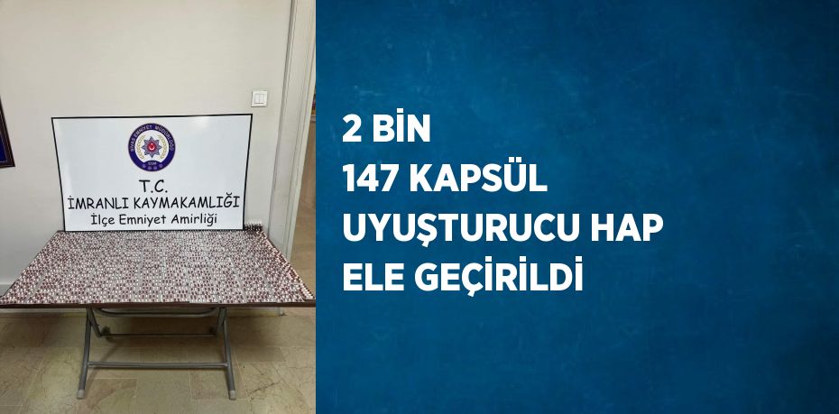 2 BİN 147 KAPSÜL UYUŞTURUCU HAP ELE GEÇİRİLDİ