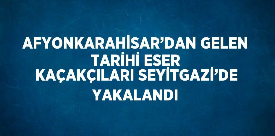 AFYONKARAHİSAR’DAN GELEN TARİHİ ESER KAÇAKÇILARI SEYİTGAZİ’DE YAKALANDI