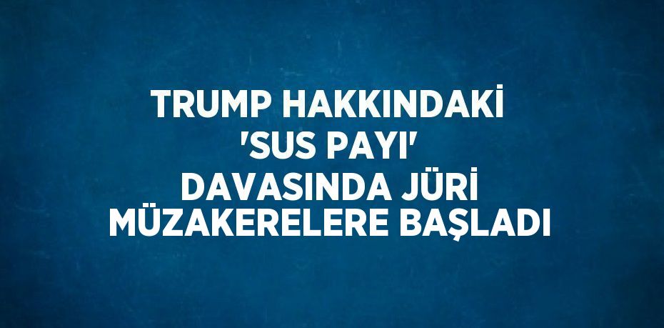 TRUMP HAKKINDAKİ 'SUS PAYI' DAVASINDA JÜRİ MÜZAKERELERE BAŞLADI