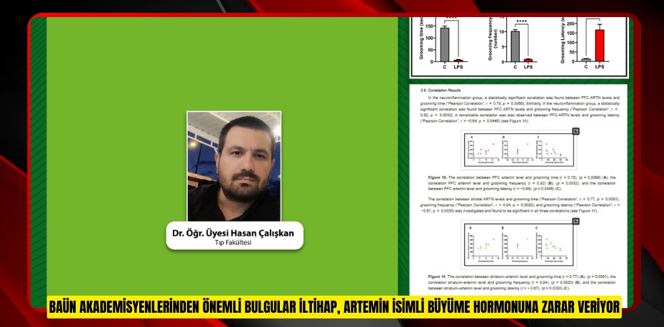 BAÜN AKADEMİSYENLERİNDEN ÖNEMLİ BULGULAR İLTİHAP, ARTEMİN İSİMLİ BÜYÜME HORMONUNA ZARAR VERİYOR