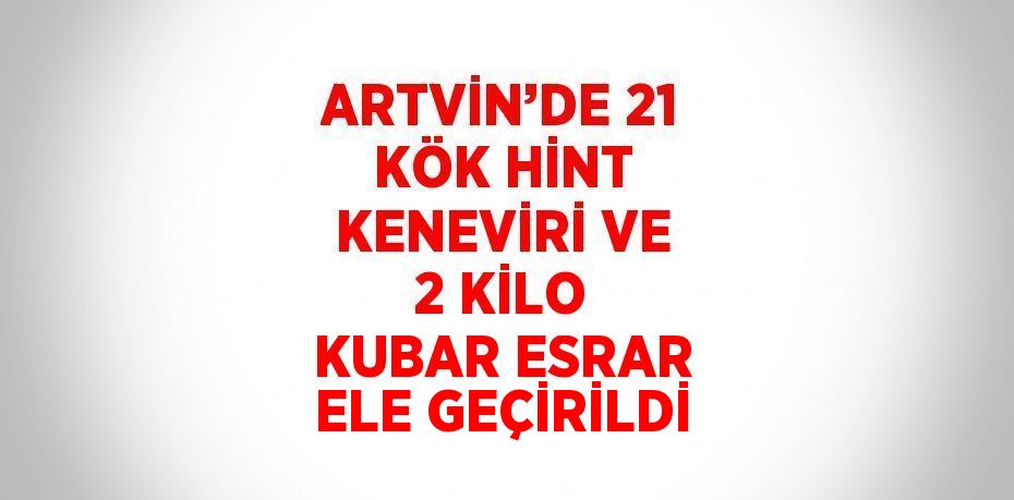 ARTVİN’DE 21 KÖK HİNT KENEVİRİ VE 2 KİLO KUBAR ESRAR ELE GEÇİRİLDİ
