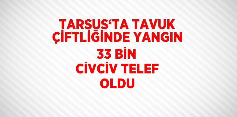 TARSUS‘TA TAVUK ÇİFTLİĞİNDE YANGIN 33 BİN CİVCİV TELEF OLDU