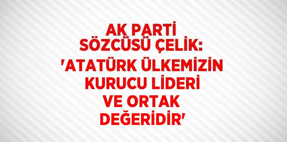 AK PARTİ SÖZCÜSÜ ÇELİK: 'ATATÜRK ÜLKEMİZİN KURUCU LİDERİ VE ORTAK DEĞERİDİR'