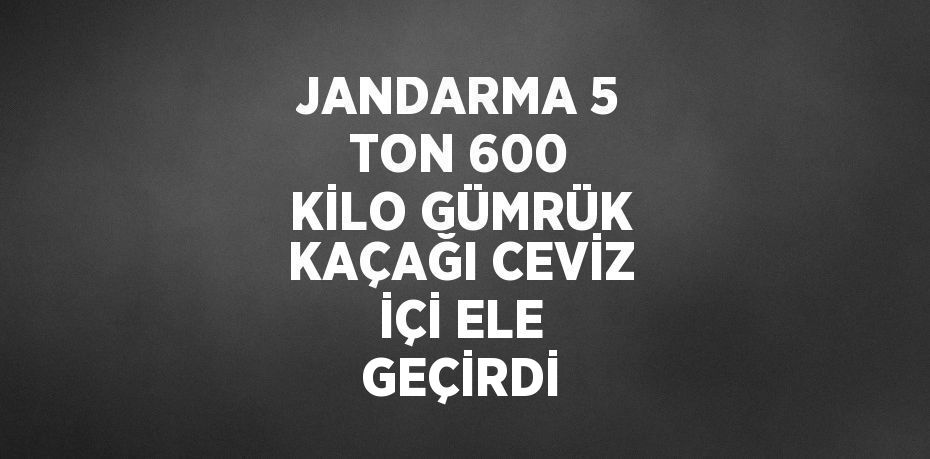 JANDARMA 5 TON 600 KİLO GÜMRÜK KAÇAĞI CEVİZ İÇİ ELE GEÇİRDİ