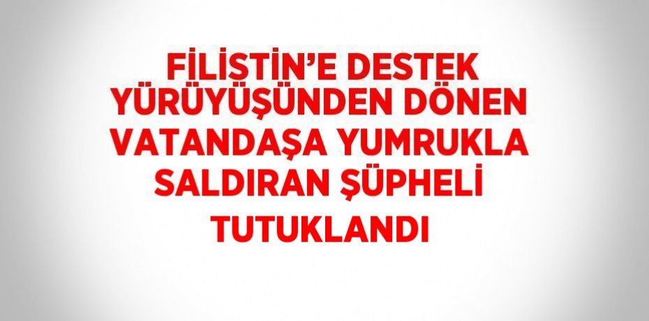 FİLİSTİN’E DESTEK YÜRÜYÜŞÜNDEN DÖNEN VATANDAŞA YUMRUKLA SALDIRAN ŞÜPHELİ TUTUKLANDI