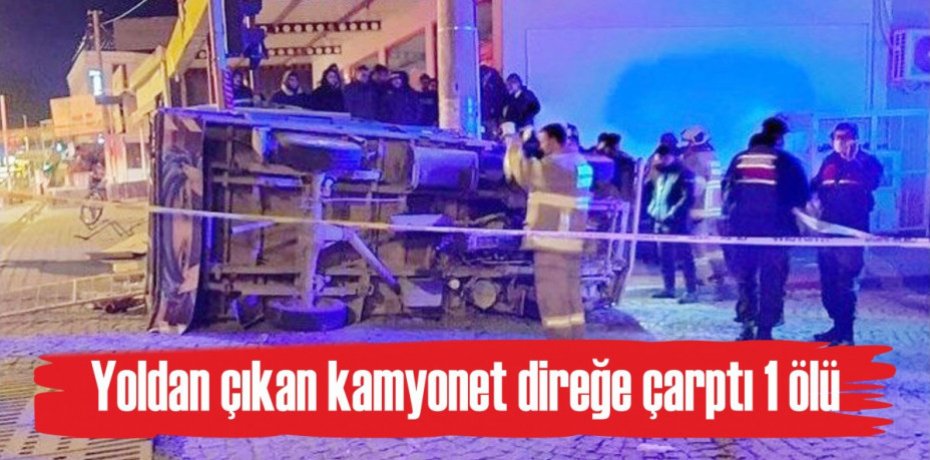 Yoldan çıkan kamyonet direğe çarptı 1 ölü