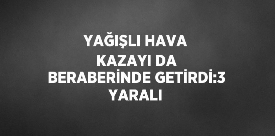 YAĞIŞLI HAVA KAZAYI DA BERABERİNDE GETİRDİ:3 YARALI