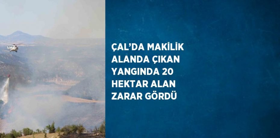ÇAL’DA MAKİLİK ALANDA ÇIKAN YANGINDA 20 HEKTAR ALAN ZARAR GÖRDÜ