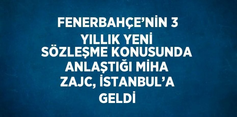 FENERBAHÇE’NİN 3 YILLIK YENİ SÖZLEŞME KONUSUNDA ANLAŞTIĞI MİHA ZAJC, İSTANBUL’A GELDİ