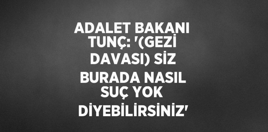 ADALET BAKANI TUNÇ: '(GEZİ DAVASI) SİZ BURADA NASIL SUÇ YOK DİYEBİLİRSİNİZ'
