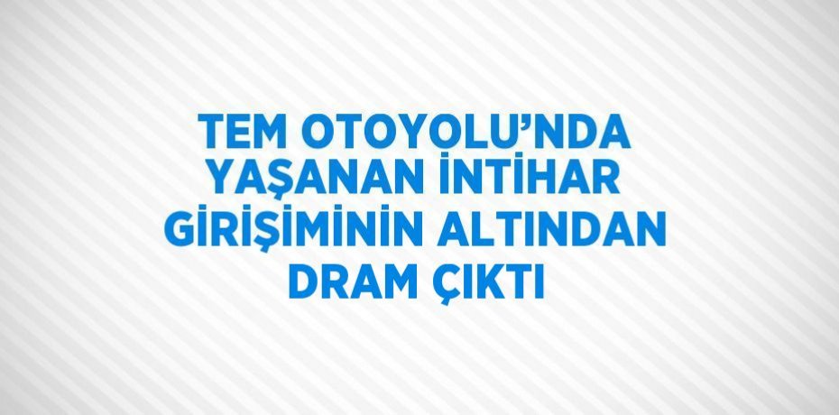 TEM OTOYOLU’NDA YAŞANAN İNTİHAR GİRİŞİMİNİN ALTINDAN DRAM ÇIKTI