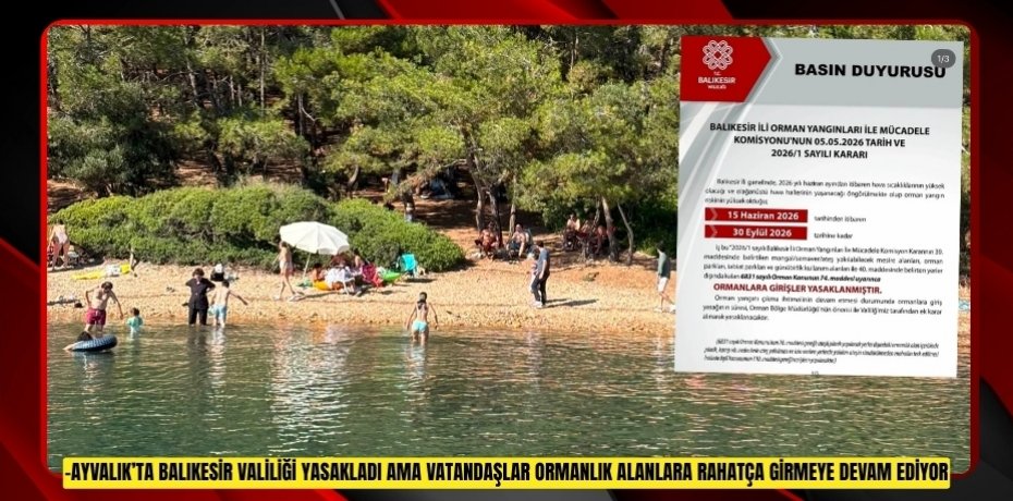 AYVALIK’TA BALIKESİR VALİLİĞİ YASAKLADI AMA VATANDAŞLAR ORMANLIK ALANLARA RAHATÇA GİRMEYE DEVAM EDİYOR