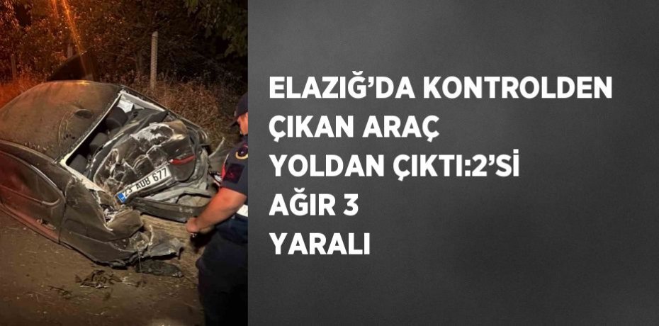 ELAZIĞ’DA KONTROLDEN ÇIKAN ARAÇ YOLDAN ÇIKTI:2’Sİ AĞIR 3 YARALI