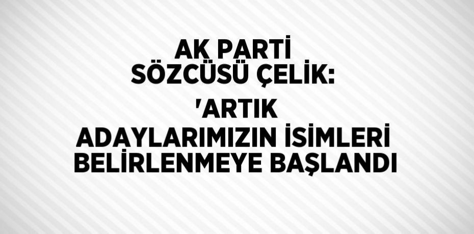 AK PARTİ SÖZCÜSÜ ÇELİK:  'ARTIK ADAYLARIMIZIN İSİMLERİ BELİRLENMEYE BAŞLANDI