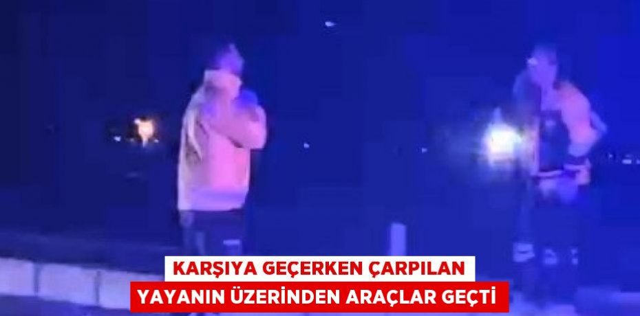 KARŞIYA GEÇERKEN ÇARPILAN YAYANIN ÜZERİNDEN ARAÇLAR GEÇTİ