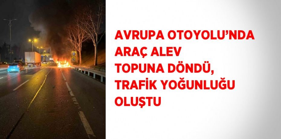 AVRUPA OTOYOLU’NDA ARAÇ ALEV TOPUNA DÖNDÜ, TRAFİK YOĞUNLUĞU OLUŞTU