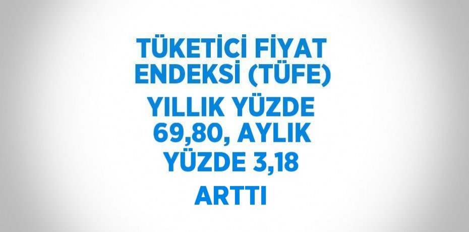 TÜKETİCİ FİYAT ENDEKSİ (TÜFE) YILLIK YÜZDE 69,80, AYLIK YÜZDE 3,18 ARTTI