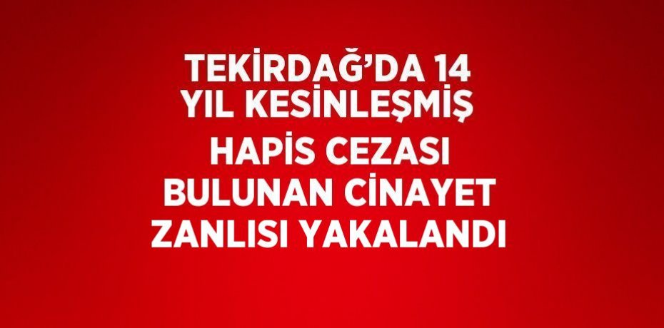 TEKİRDAĞ’DA 14 YIL KESİNLEŞMİŞ HAPİS CEZASI BULUNAN CİNAYET ZANLISI YAKALANDI