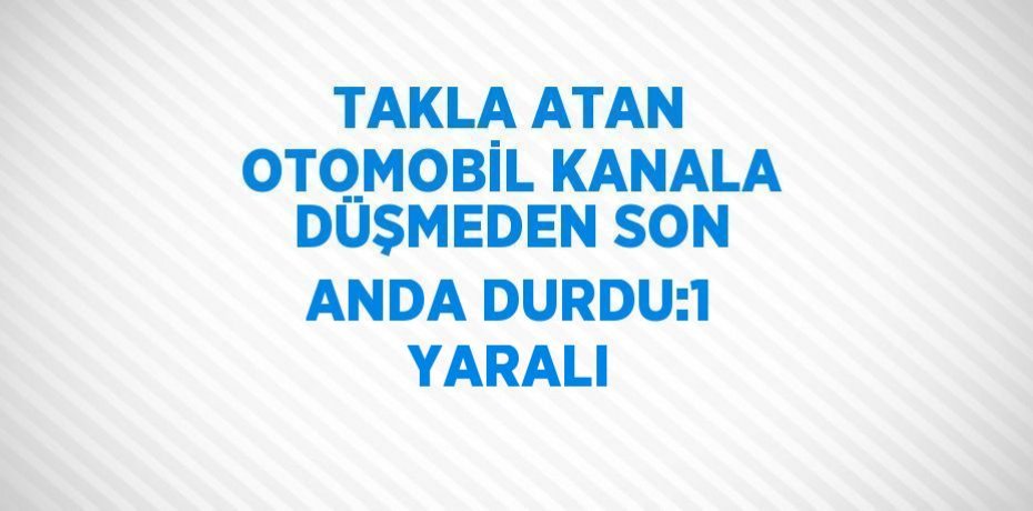 TAKLA ATAN OTOMOBİL KANALA DÜŞMEDEN SON ANDA DURDU:1 YARALI