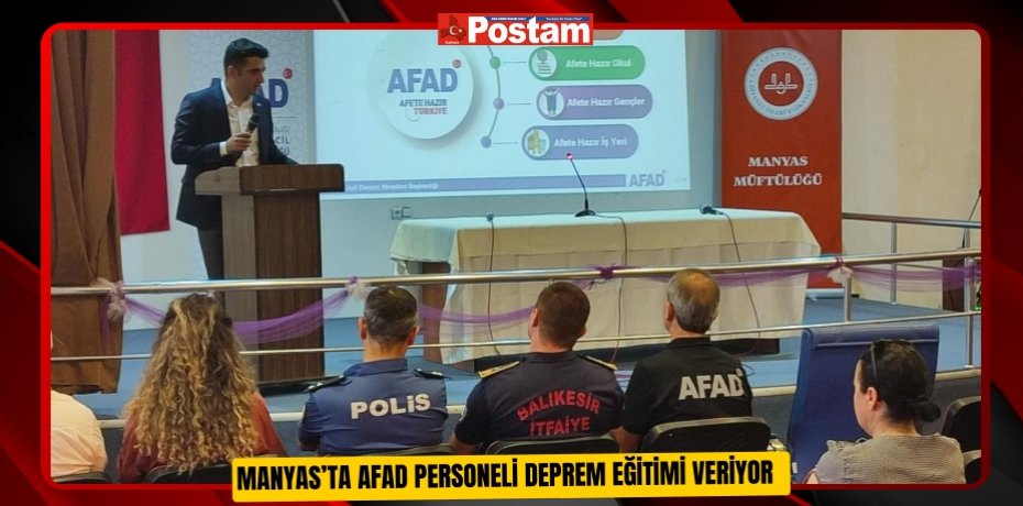 Manyas’ta AFAD personeli deprem eğitimi veriyor  