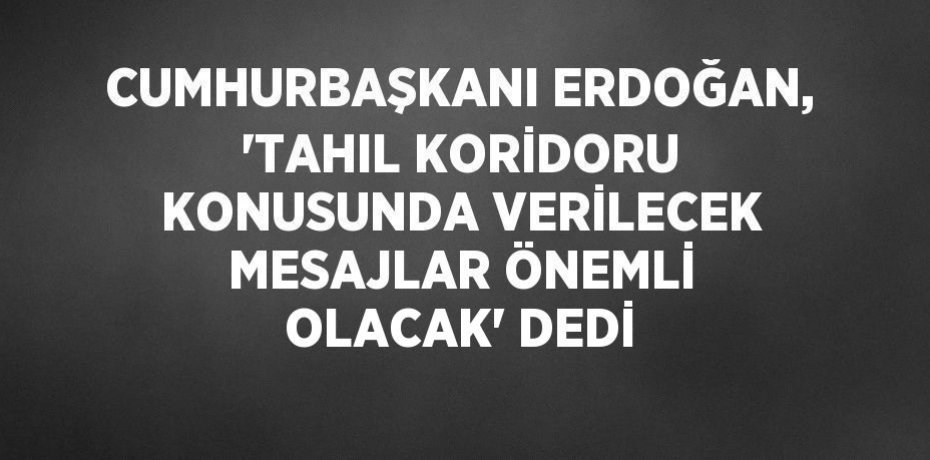CUMHURBAŞKANI ERDOĞAN, 'TAHIL KORİDORU KONUSUNDA VERİLECEK MESAJLAR ÖNEMLİ OLACAK' DEDİ