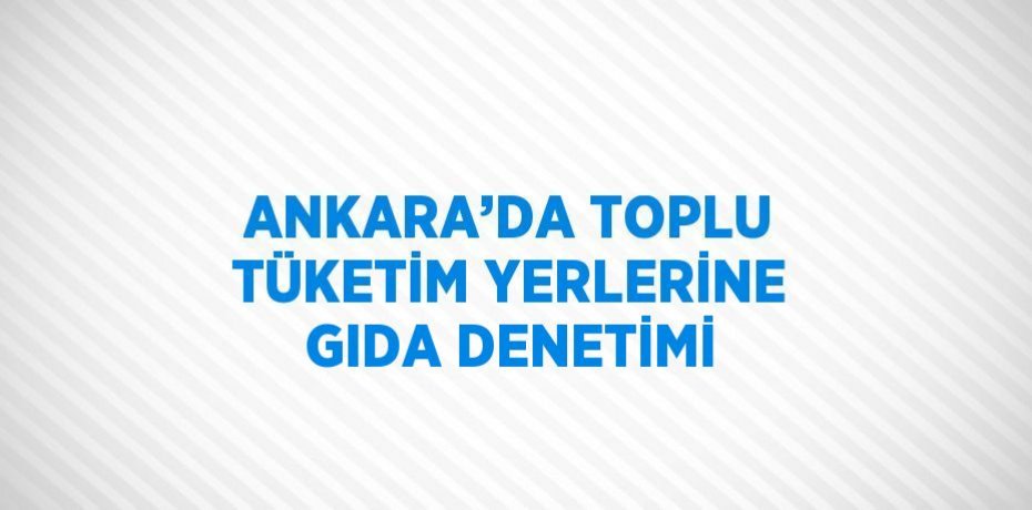 ANKARA’DA TOPLU TÜKETİM YERLERİNE GIDA DENETİMİ