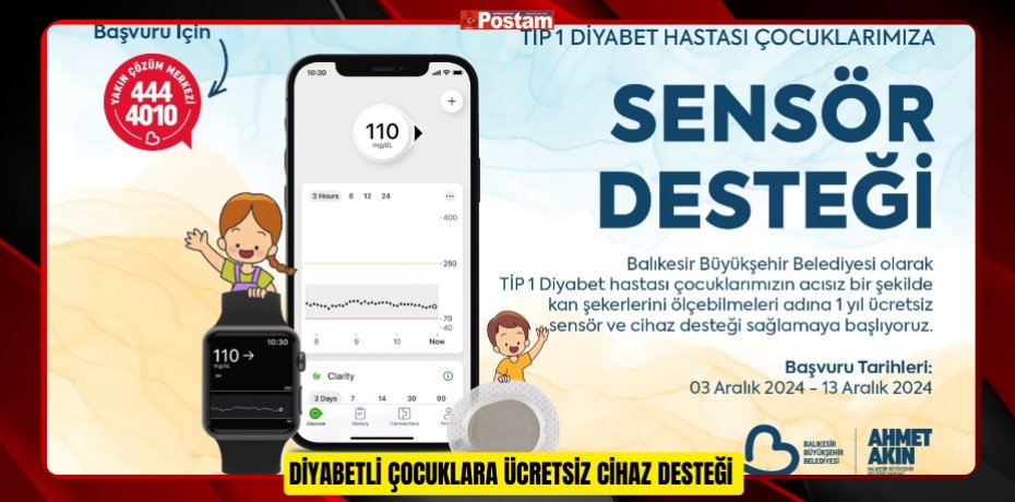 DİYABETLİ ÇOCUKLARA ÜCRETSİZ CİHAZ DESTEĞİ