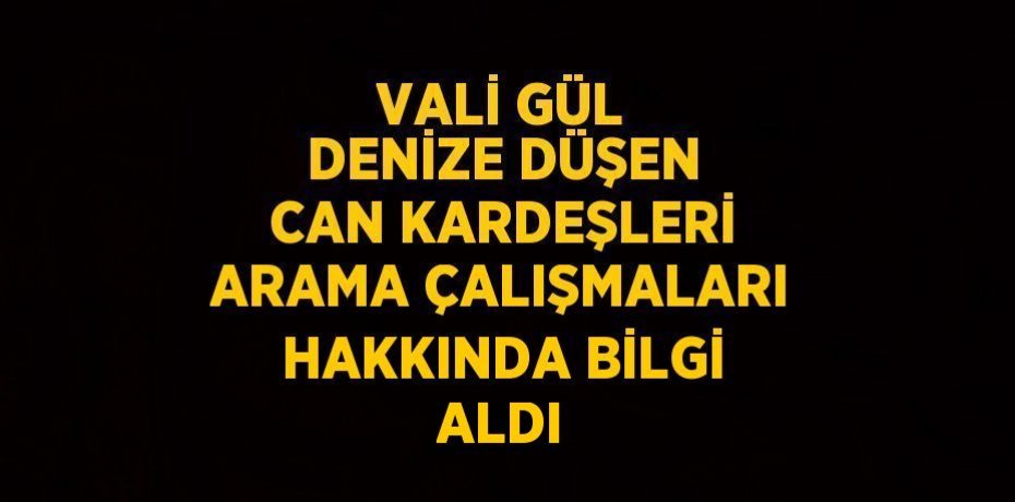 VALİ GÜL DENİZE DÜŞEN CAN KARDEŞLERİ ARAMA ÇALIŞMALARI HAKKINDA BİLGİ ALDI