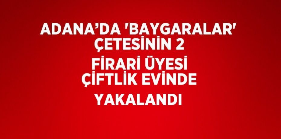 ADANA’DA 'BAYGARALAR' ÇETESİNİN 2 FİRARİ ÜYESİ ÇİFTLİK EVİNDE YAKALANDI