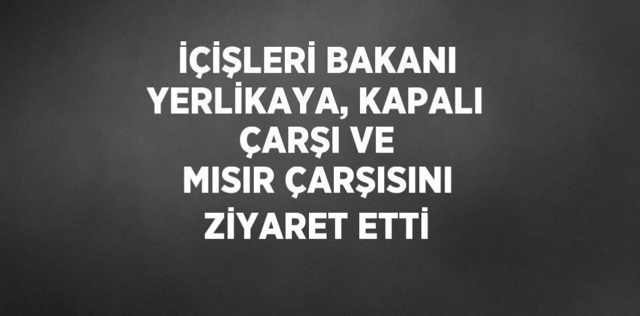 İÇİŞLERİ BAKANI YERLİKAYA, KAPALI ÇARŞI VE MISIR ÇARŞISINI ZİYARET ETTİ
