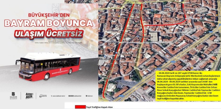 Büyükşehir’den bayram boyunca ulaşım ücretsiz  