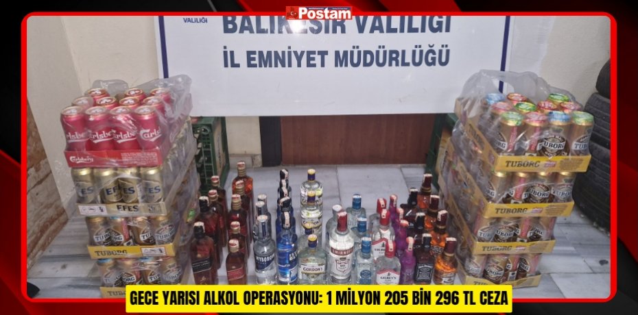 GECE YARISI ALKOL OPERASYONU: 1 MİLYON 205 BİN 296 TL CEZA