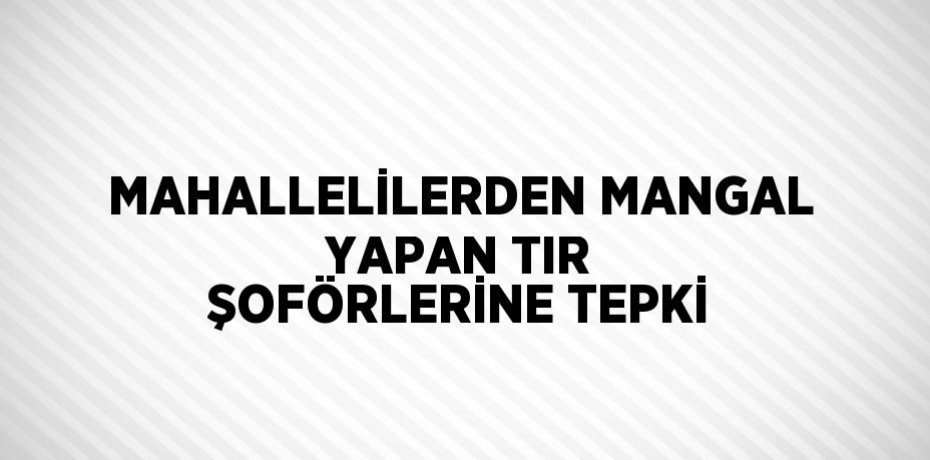 MAHALLELİLERDEN MANGAL YAPAN TIR ŞOFÖRLERİNE TEPKİ