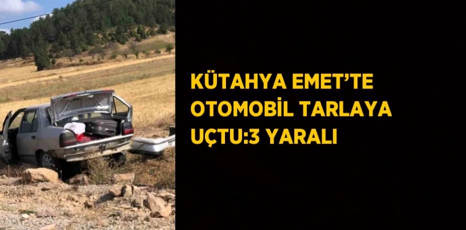 KÜTAHYA EMET’TE OTOMOBİL TARLAYA UÇTU:3 YARALI