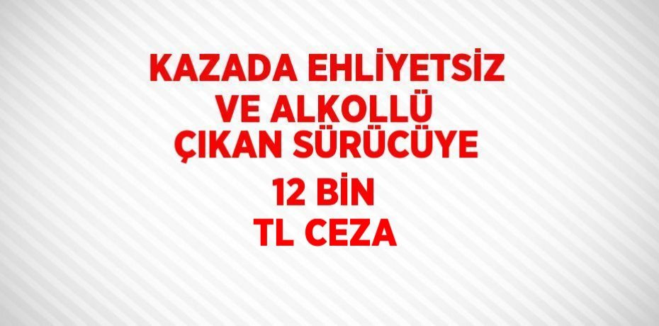 KAZADA EHLİYETSİZ VE ALKOLLÜ ÇIKAN SÜRÜCÜYE 12 BİN TL CEZA