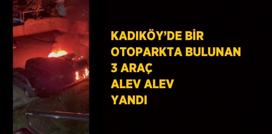 KADIKÖY’DE BİR OTOPARKTA BULUNAN 3 ARAÇ ALEV ALEV YANDI