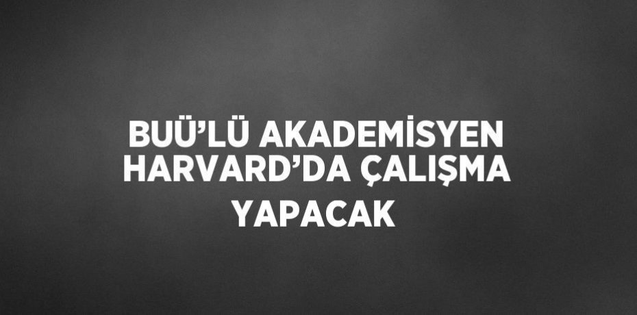 BUÜ’LÜ AKADEMİSYEN HARVARD’DA ÇALIŞMA YAPACAK