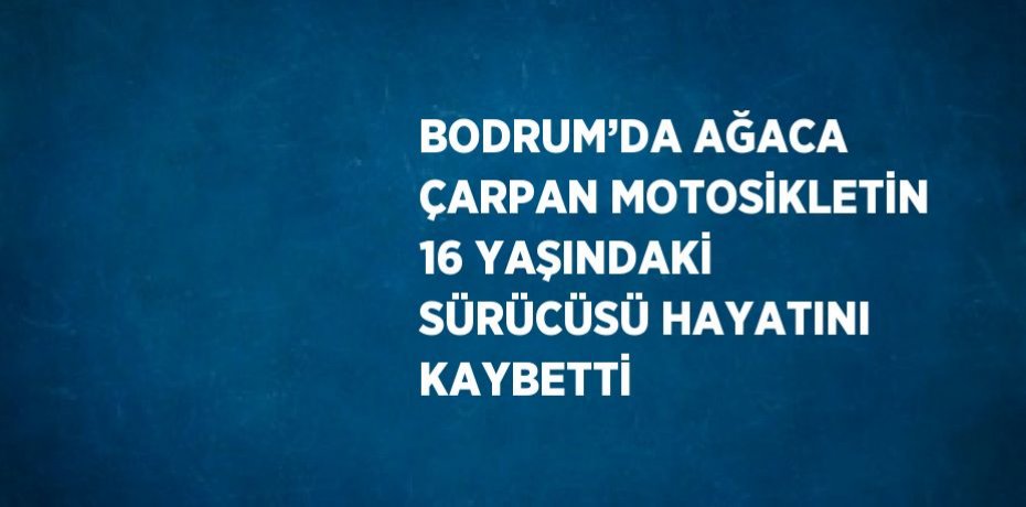 BODRUM’DA AĞACA ÇARPAN MOTOSİKLETİN 16 YAŞINDAKİ SÜRÜCÜSÜ HAYATINI KAYBETTİ