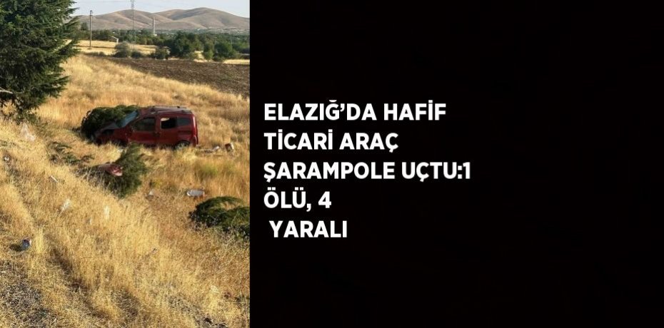 ELAZIĞ’DA HAFİF TİCARİ ARAÇ ŞARAMPOLE UÇTU:1 ÖLÜ, 4  YARALI
