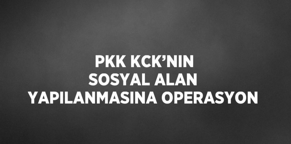 PKK KCK’NIN SOSYAL ALAN YAPILANMASINA OPERASYON