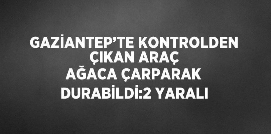 GAZİANTEP’TE KONTROLDEN ÇIKAN ARAÇ AĞACA ÇARPARAK DURABİLDİ:2 YARALI
