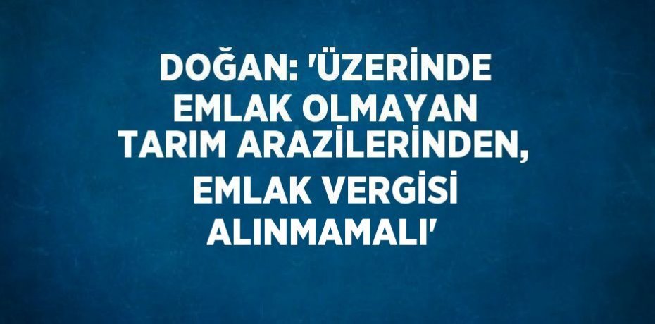 DOĞAN: 'ÜZERİNDE EMLAK OLMAYAN TARIM ARAZİLERİNDEN, EMLAK VERGİSİ ALINMAMALI'