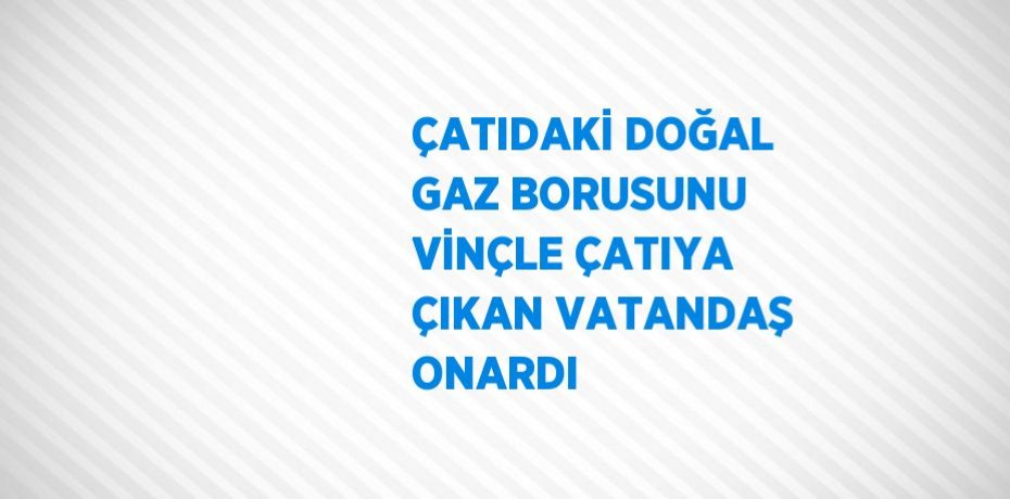 ÇATIDAKİ DOĞAL GAZ BORUSUNU VİNÇLE ÇATIYA ÇIKAN VATANDAŞ ONARDI