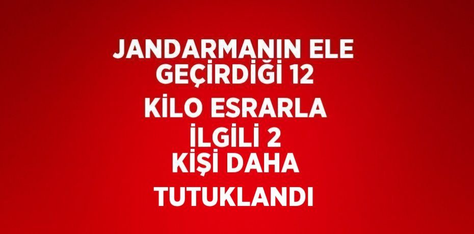 JANDARMANIN ELE GEÇİRDİĞİ 12 KİLO ESRARLA İLGİLİ 2 KİŞİ DAHA TUTUKLANDI
