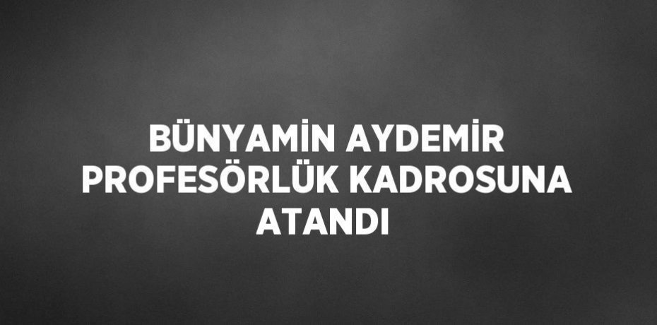 BÜNYAMİN AYDEMİR PROFESÖRLÜK KADROSUNA ATANDI