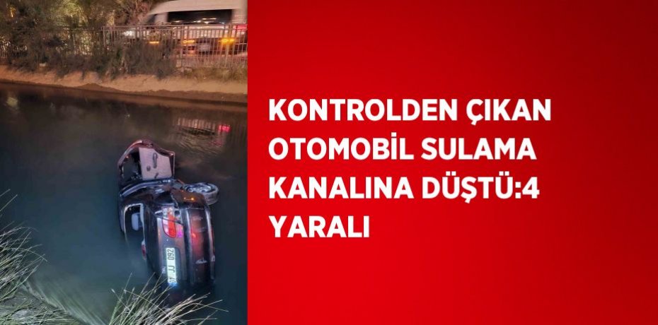 KONTROLDEN ÇIKAN OTOMOBİL SULAMA KANALINA DÜŞTÜ:4 YARALI