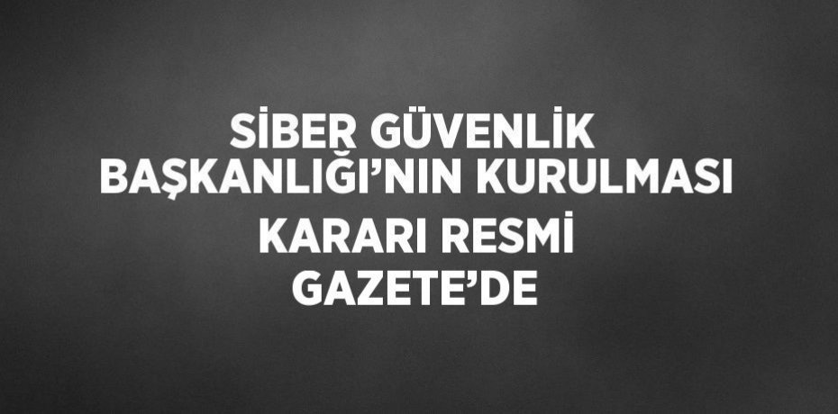 SİBER GÜVENLİK BAŞKANLIĞI’NIN KURULMASI KARARI RESMİ GAZETE’DE