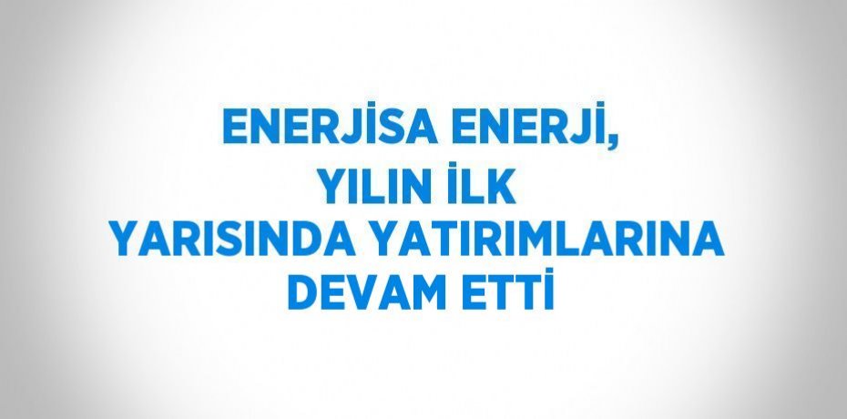ENERJİSA ENERJİ, YILIN İLK YARISINDA YATIRIMLARINA DEVAM ETTİ