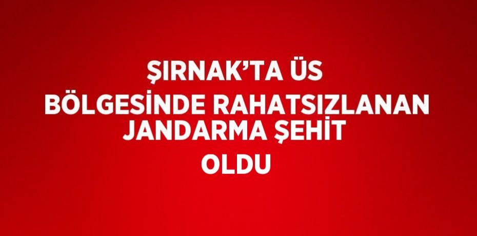ŞIRNAK’TA ÜS BÖLGESİNDE RAHATSIZLANAN JANDARMA ŞEHİT OLDU