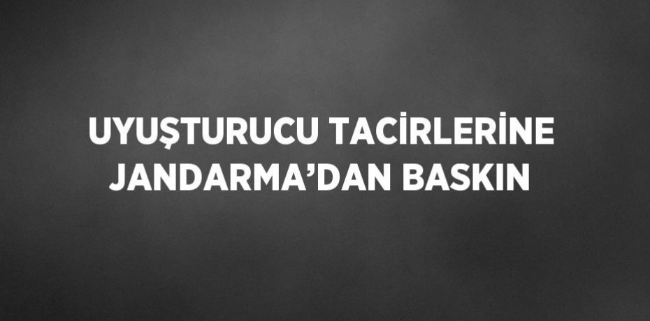 UYUŞTURUCU TACİRLERİNE JANDARMA’DAN BASKIN